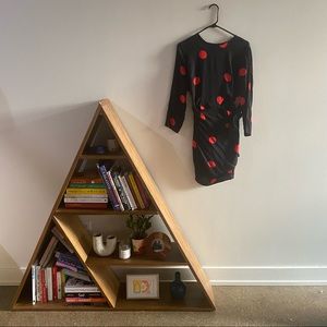 Reformation polka dot cut out mini wrap dress.